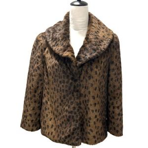 Topshop Leopard Jacket Womens Size 4 Brown Black Shawl Neck